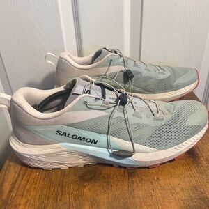 Salomon Sense Ride 5 Trail Hiking Running Shoes Easy Lace - Lily Pad Rainy Day